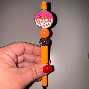 Orange 'Mama' Pen with Leopard Print